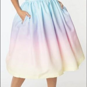 Unique Vintage x Magnolia Park Rainbow ombré skirt